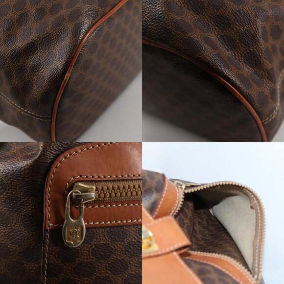 CELINE Macadam Canvas Shoulder Bag Pvc Leather Brown Gold - Picture 11 of 13